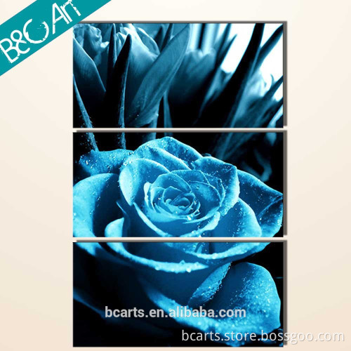 Unique wall decor art blue rose canvas painting beautiful flower oil painting